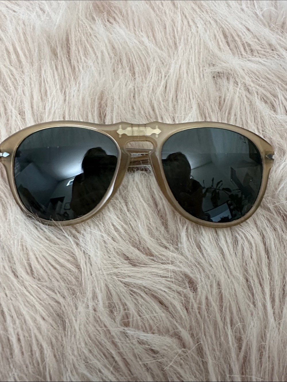 Persol Translucent Olive-Taupe Sunglasses with Dark Lenses